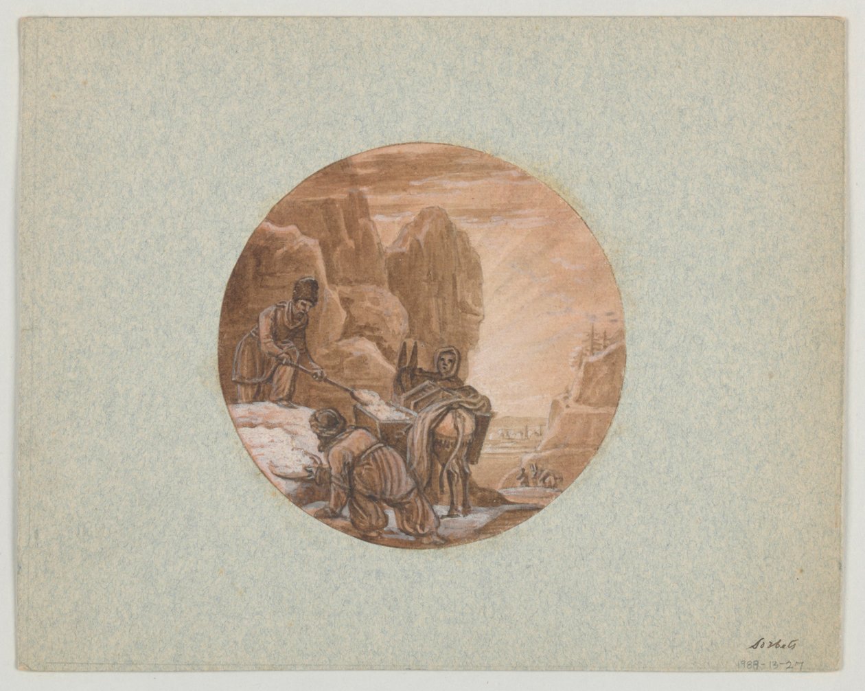 Design for et malt porselensserveringskar, Les Sorbets (Sorbets) fra Service des Objets de Dessert (Dessertservice) av Jean Charles Develly