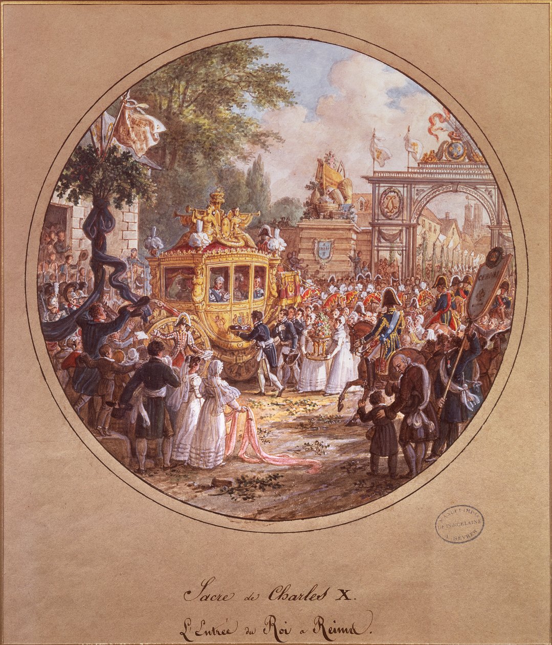 Charles Xs (1757-1836) inntog i Reims, 28. mai 1825 (wc på papir) av Jean Charles Develly