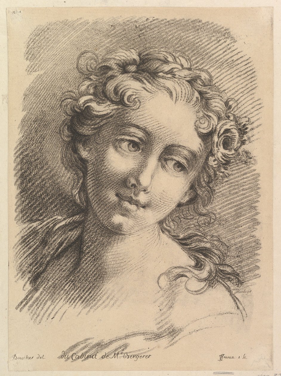 Hodet for en kvinne, 1748-69 av Jean Charles François