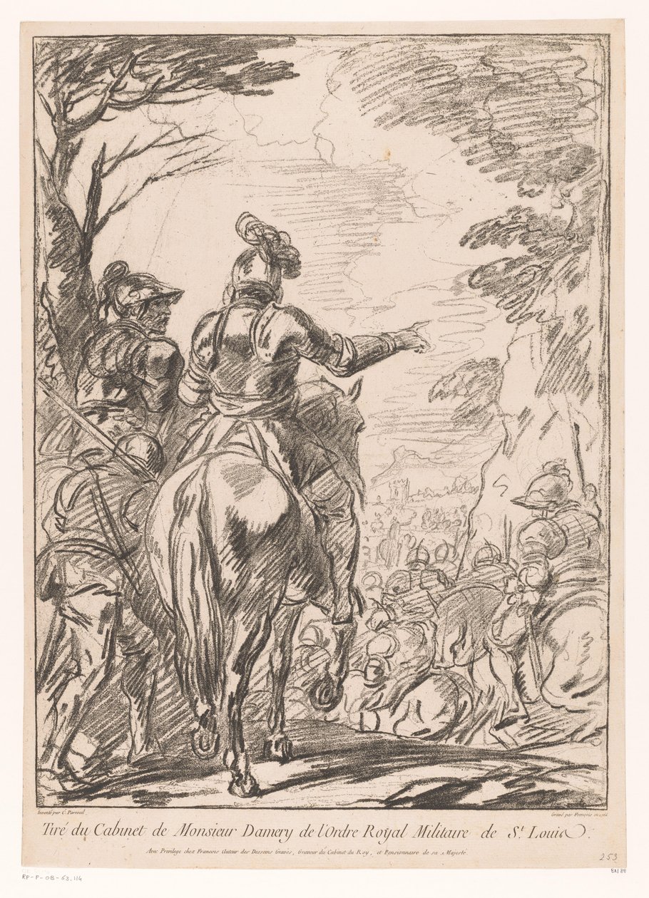 To soldater til hest Stopp kavalerene av Jean Charles François