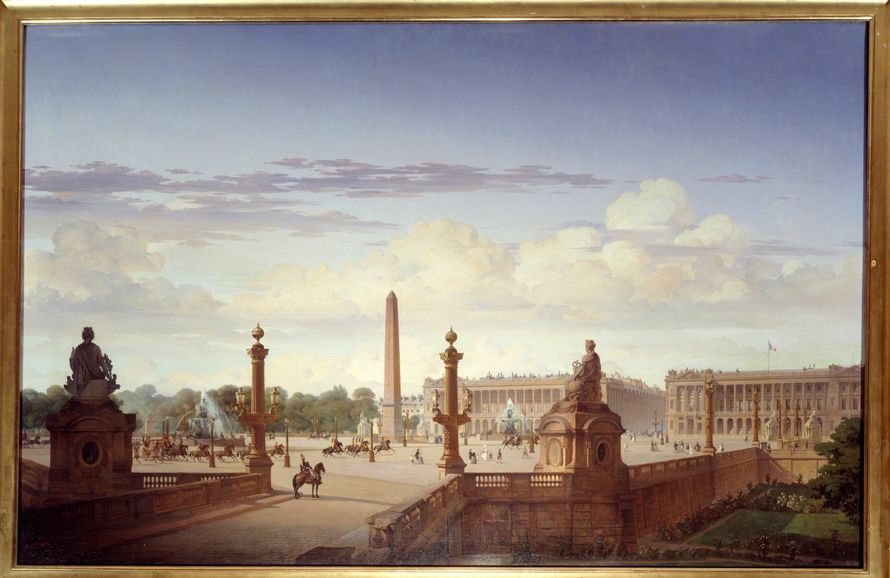 Place de la Concorde sett fra terrassen ved vannkanten, kong Louis-Philippe d