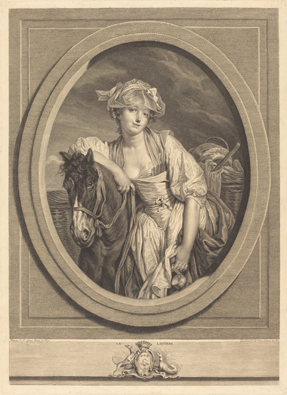 Melkejenta av Jean Charles Levasseur after Jean Baptiste Greuze