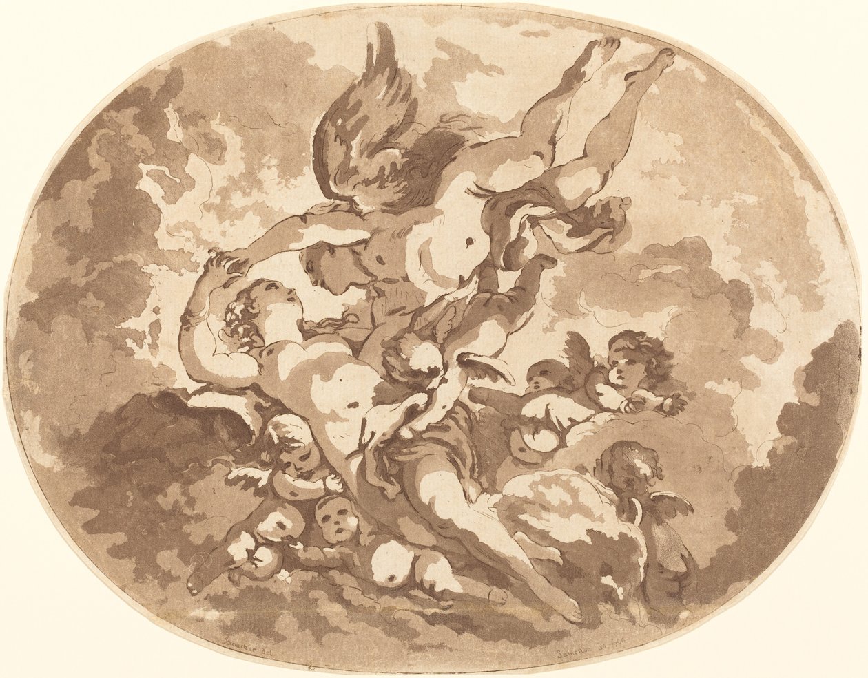 Eros og Psyche av Jean Claude Richard, Abbé de Saint Non after François Boucher