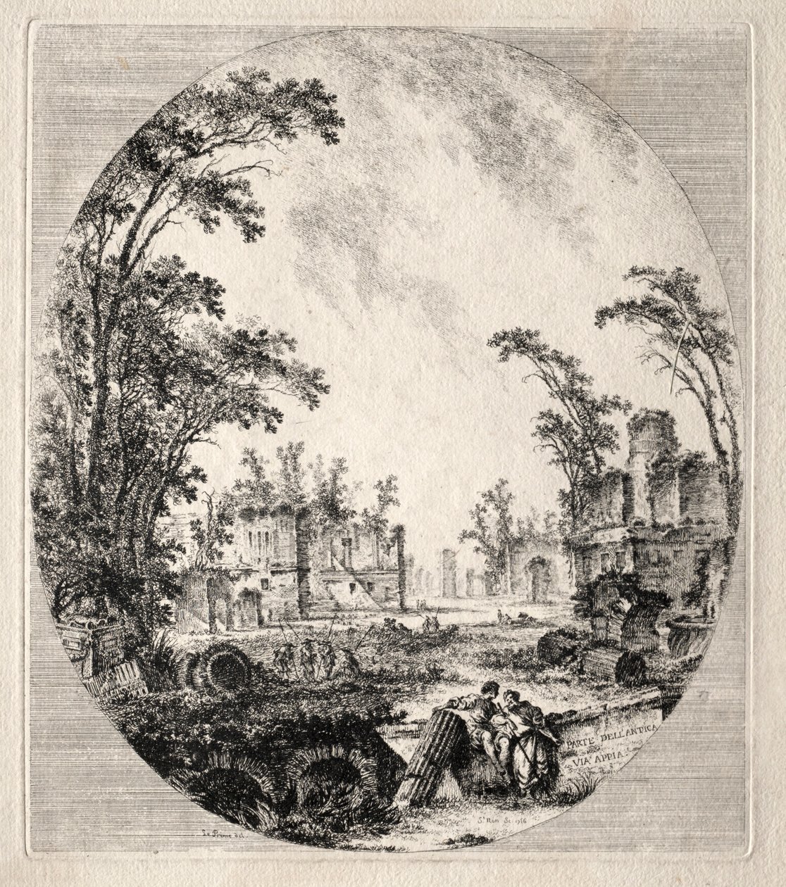 En del av Old Appian Way, 1756. av Jean Claude Richard de Saint Non