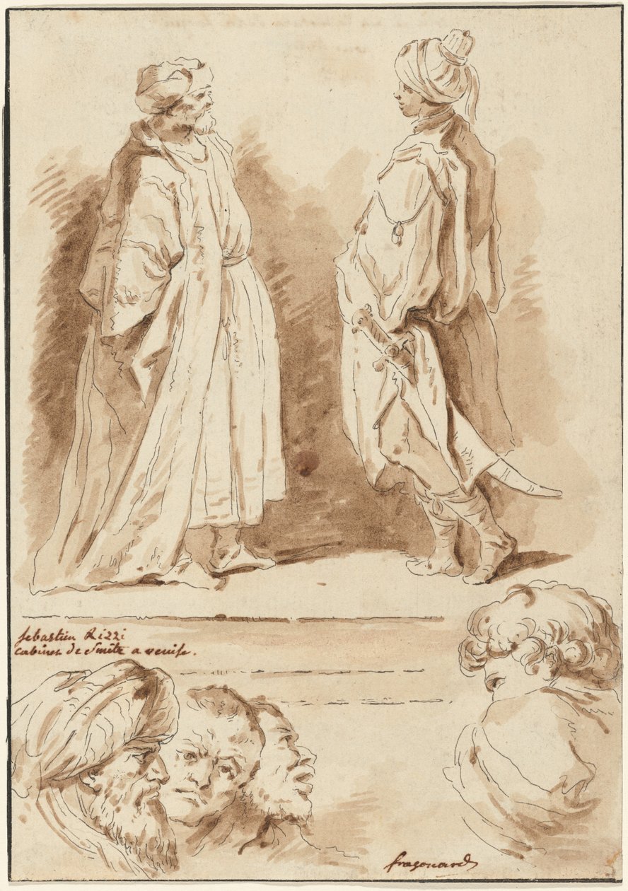 Detaljer fra "The Adoration of the Magi" og "The Pool at Bethesda" av Jean Claude Richard de Saint Non after Jean Honoré Fragonard after Sebastiano Ricci