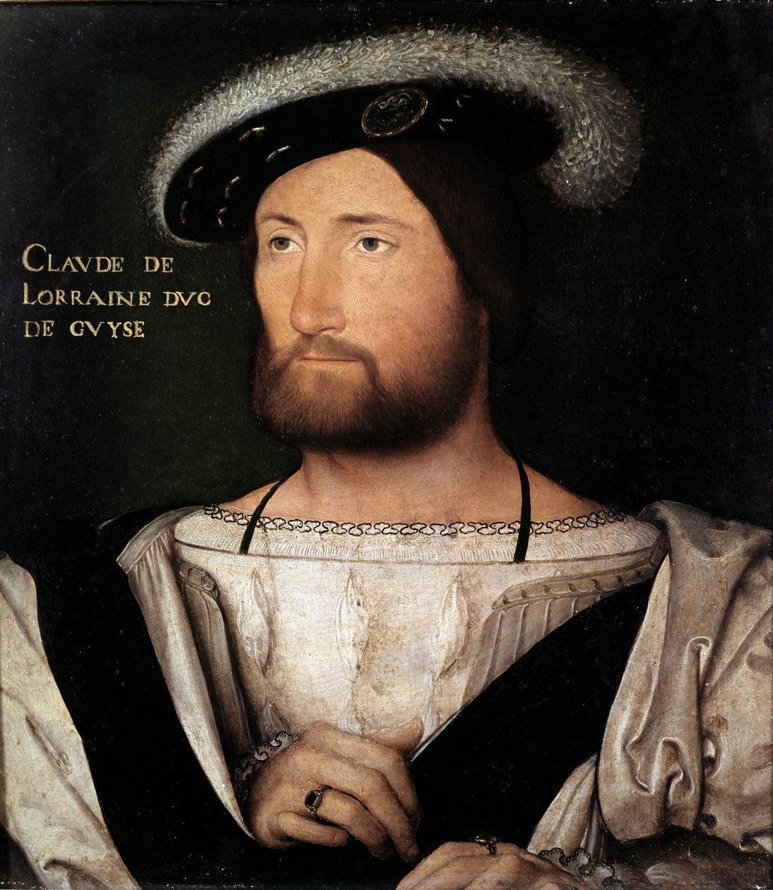 Portrett av Claude de Lorraine, hertugen av Guise, maleri av Jean Clouet, konservert ved Palatine-galleriet i Pitti-palasset, Firenze - Renessansekunst: Portrett av Claude de Lorraine, hertug av Guise (1496-1550). Maleri av Jean Clouet (1475-1541), Oil on  av Jean Clouet