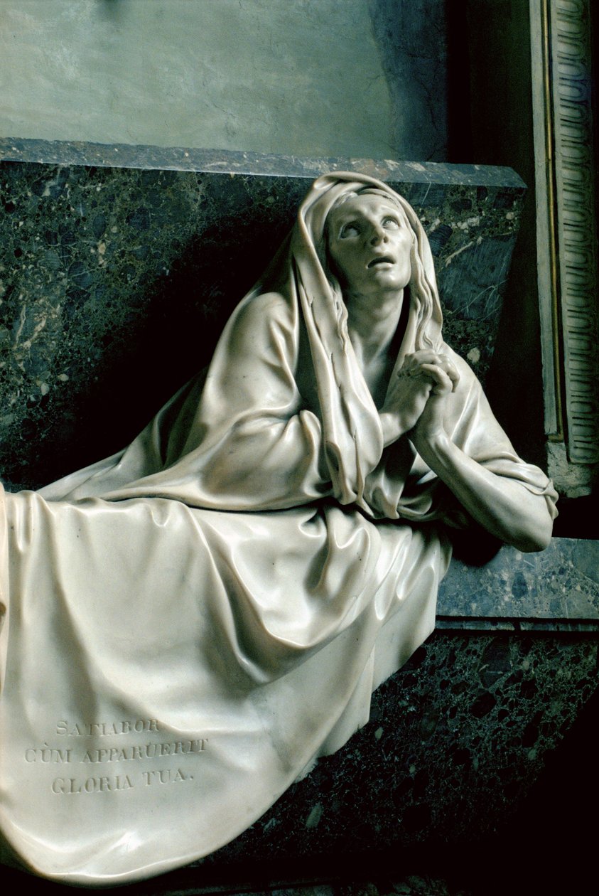 Tomb of Julienne Le Be, etter tegninger av Charles Le Brun (1619-90), ca. 1668-90 (marmor og stukkatur) (se også 248195 og 248197) (detalj) av Jean Collignon