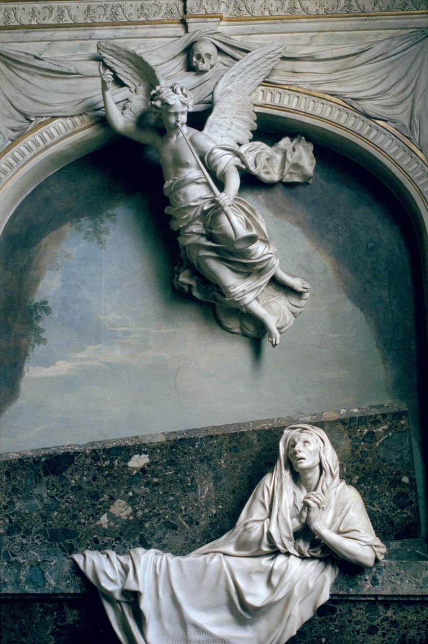Tomb of Julienne Le Be, etter tegninger av Charles Le Brun (1619-90), ca. 1668-90 (marmor og stukkatur) av Jean Collignon