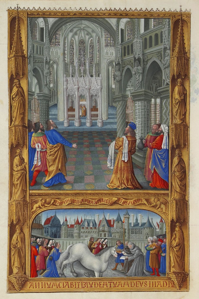 Les Très Riches Heures du Duc de Berry, Folio 129v - Det hellige sakrament av Jean Colombe