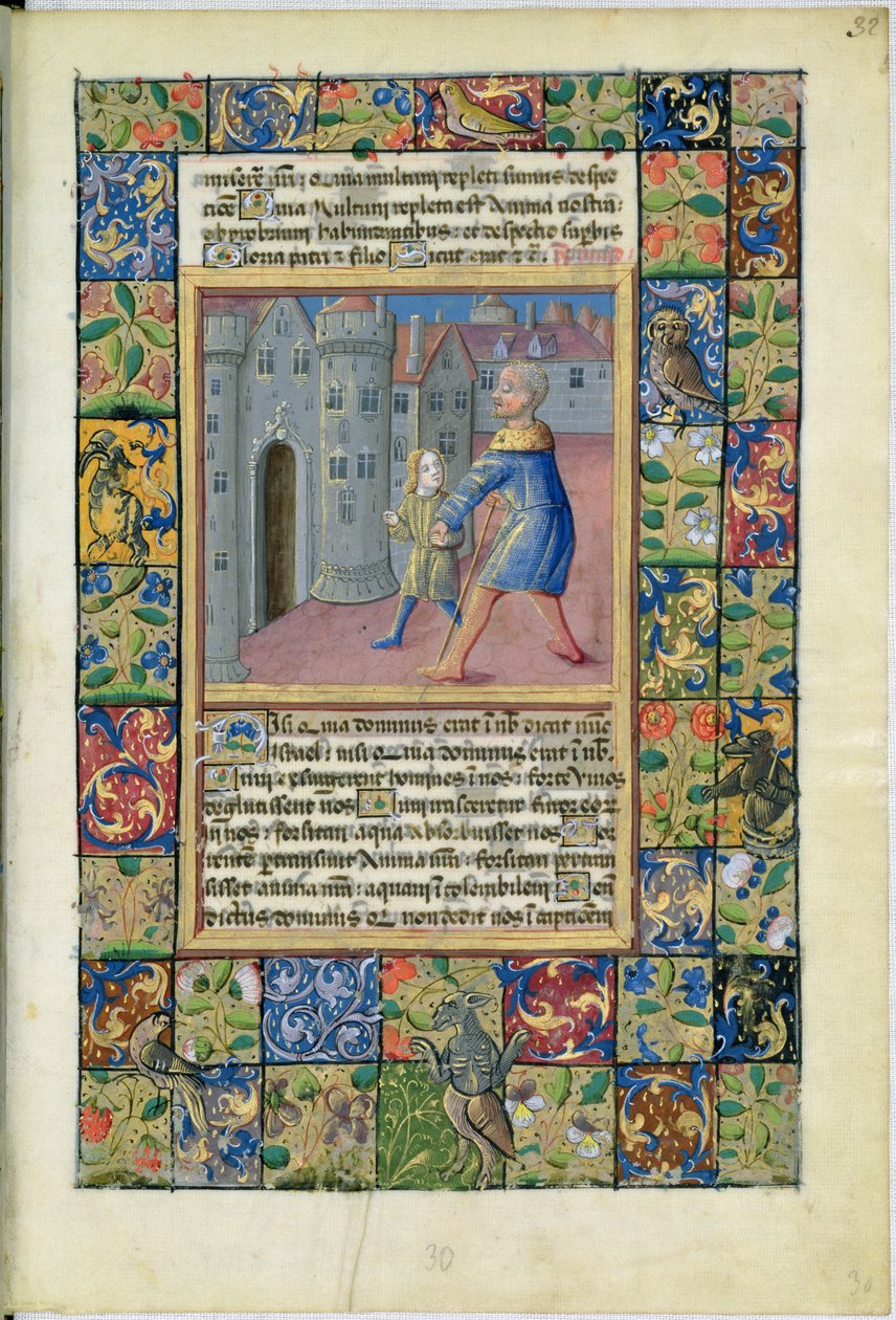 Ms Lat. Q.v.I.126 The Healing of the Blind Man, John 9:1-7 from the Hours of Louis dOrleans, 1469 av Jean Colombe