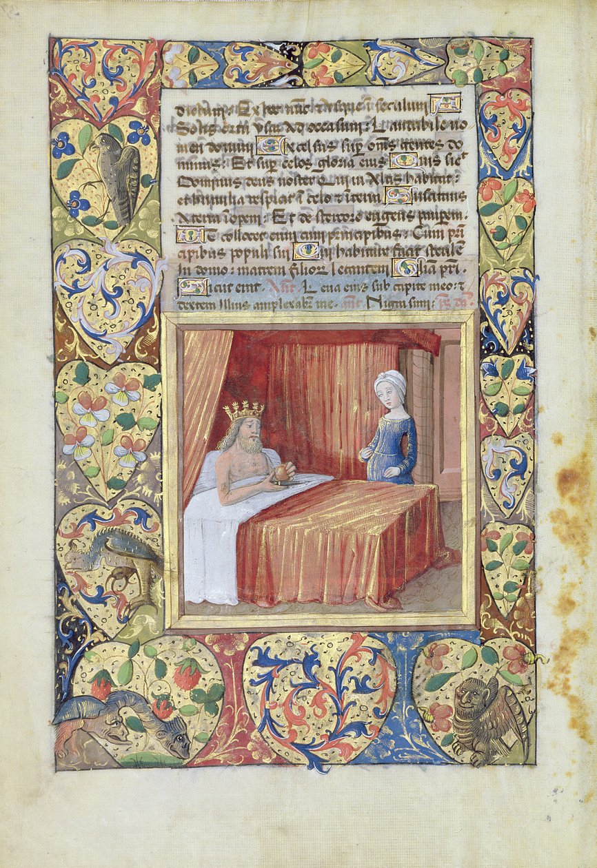 Ms Lat. Q.v.I.126 f.37v En konge som ligger i sengen, fra 