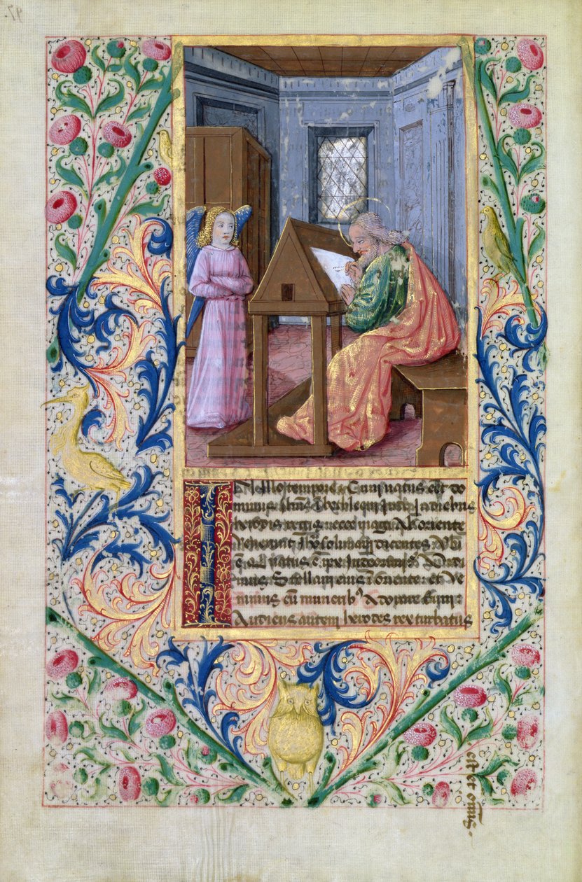 Ms Lat. Q.v.I.126 f.97v St. Matthew, fra Book of Hours of Louis dOrleans, 1469 av Jean Colombe