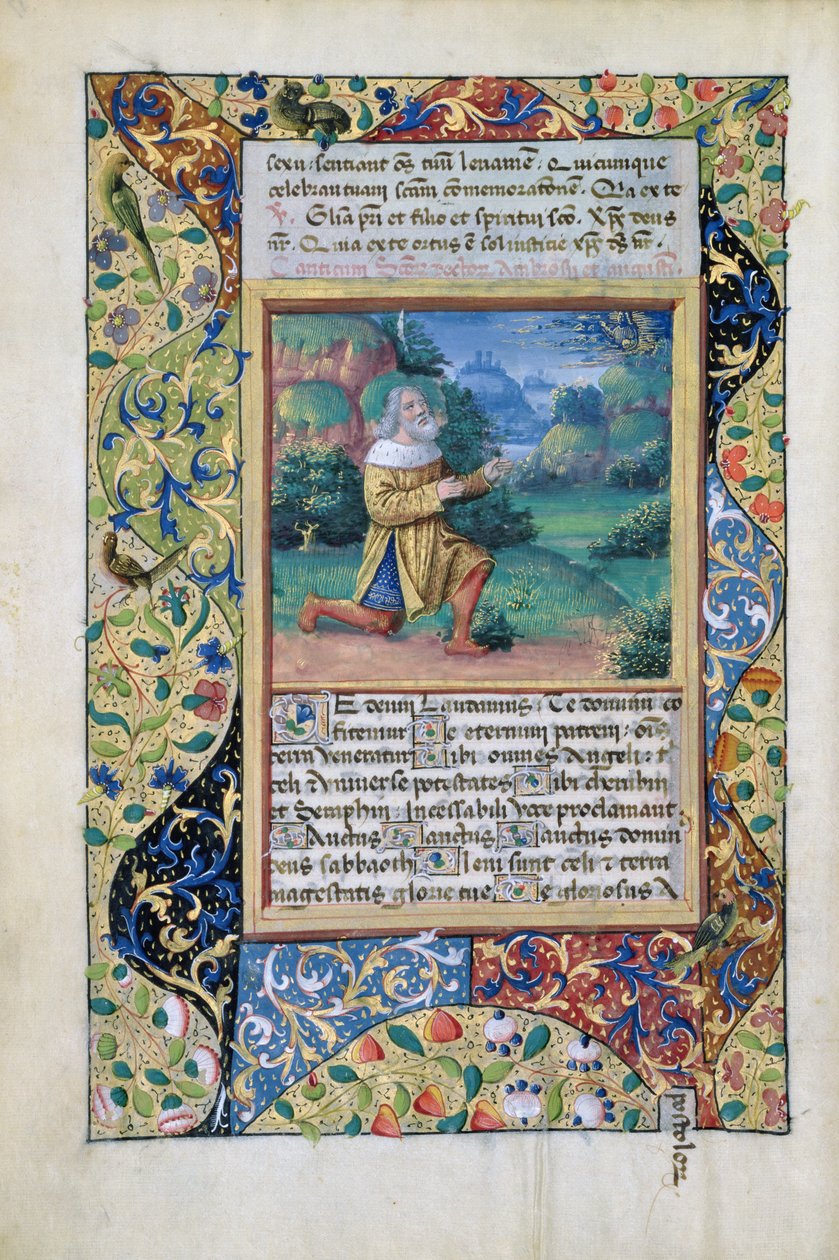 Ms Lat. Q.v.I.126 fol.17v Kong David i bot for Gud Faderen, fra Time Book of Hours of Louis dOrleans, 1490 av Jean Colombe