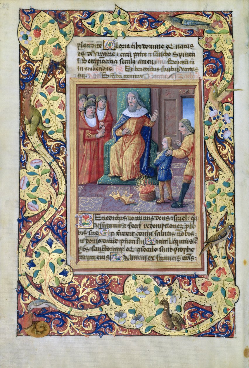 Ms. Lat. Q.v.I.126 fol.23v Josef tolker Faraos drømmer, fra Time Book of Hours of Louis dOrleans, 1490 av Jean Colombe