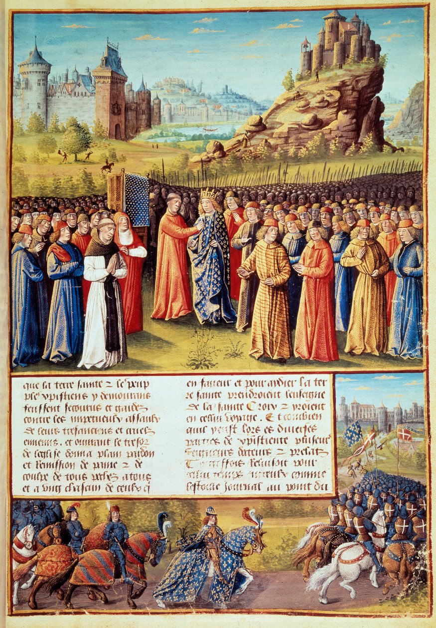 Andre korstog (1147-1149): Kong Ludvig VII sa at de unge (1120-1180) tok korset ved Vezelay i nærvær av Saint Bernard de Clairvaux (San Bernardo di Chiaravalle) (1090-1153) og kvelden i Versailles den 31. /03/1146. Mange baroner tok også av Jean Colombe