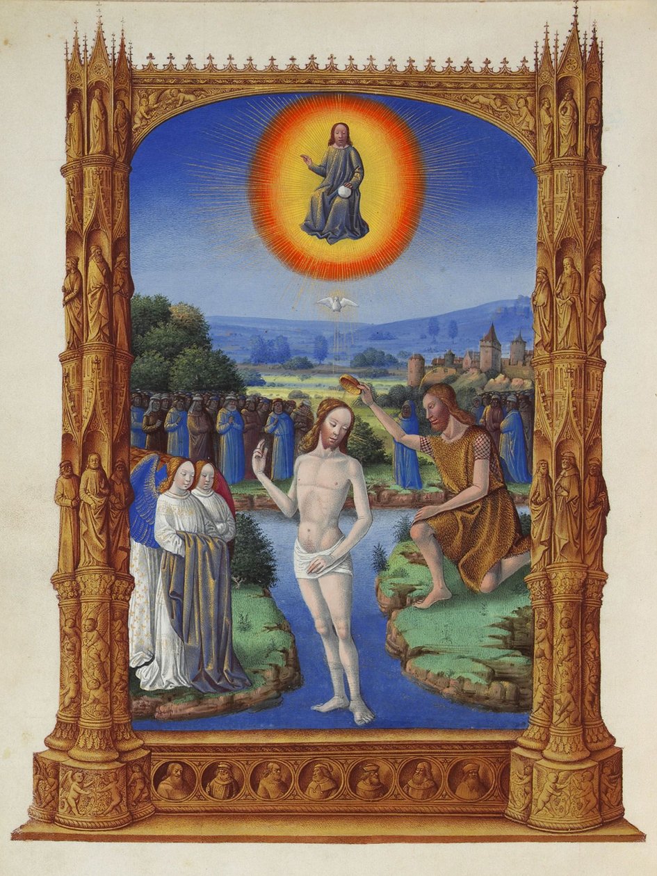 Très Riches Heures du Duc de Berry - Kristi dåp av Jean Colombe