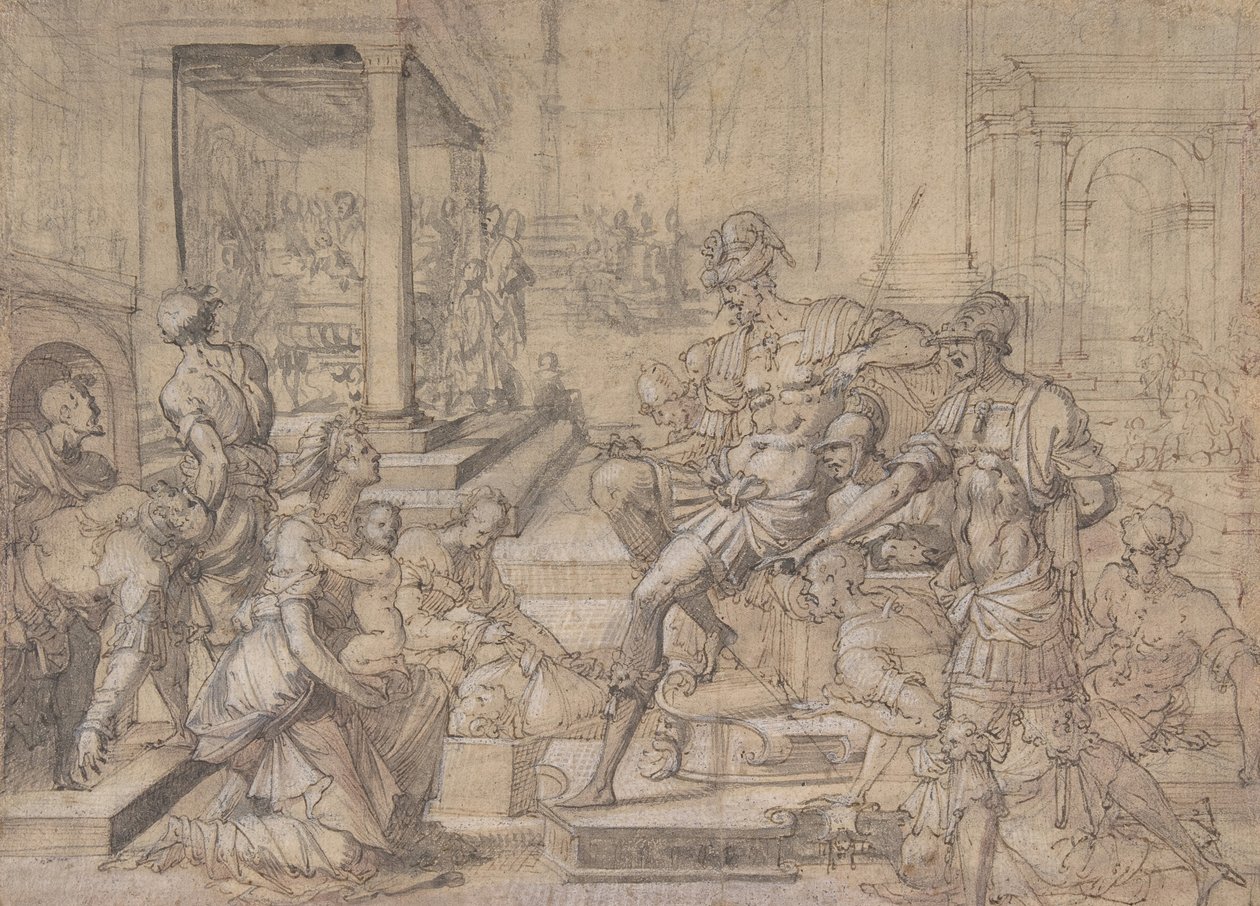 Amya begjærte Faustus for varetekt over Saint Mamas, ca.1543. av Jean Cousin