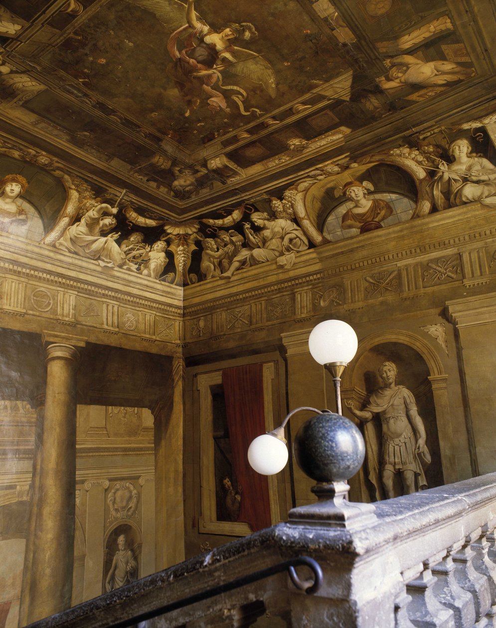 Barokk arkitektur: trapp malt i trompe l'oeil (trompe-l'oeil) (1600-tallet). Maleri av Jean Daret (1613-1668). Chateaurenard Hotel. Aix en provence (Aix-en-Provence), Bouches du Rhone (Bouches-du-Rhone) (13). av Jean Daret