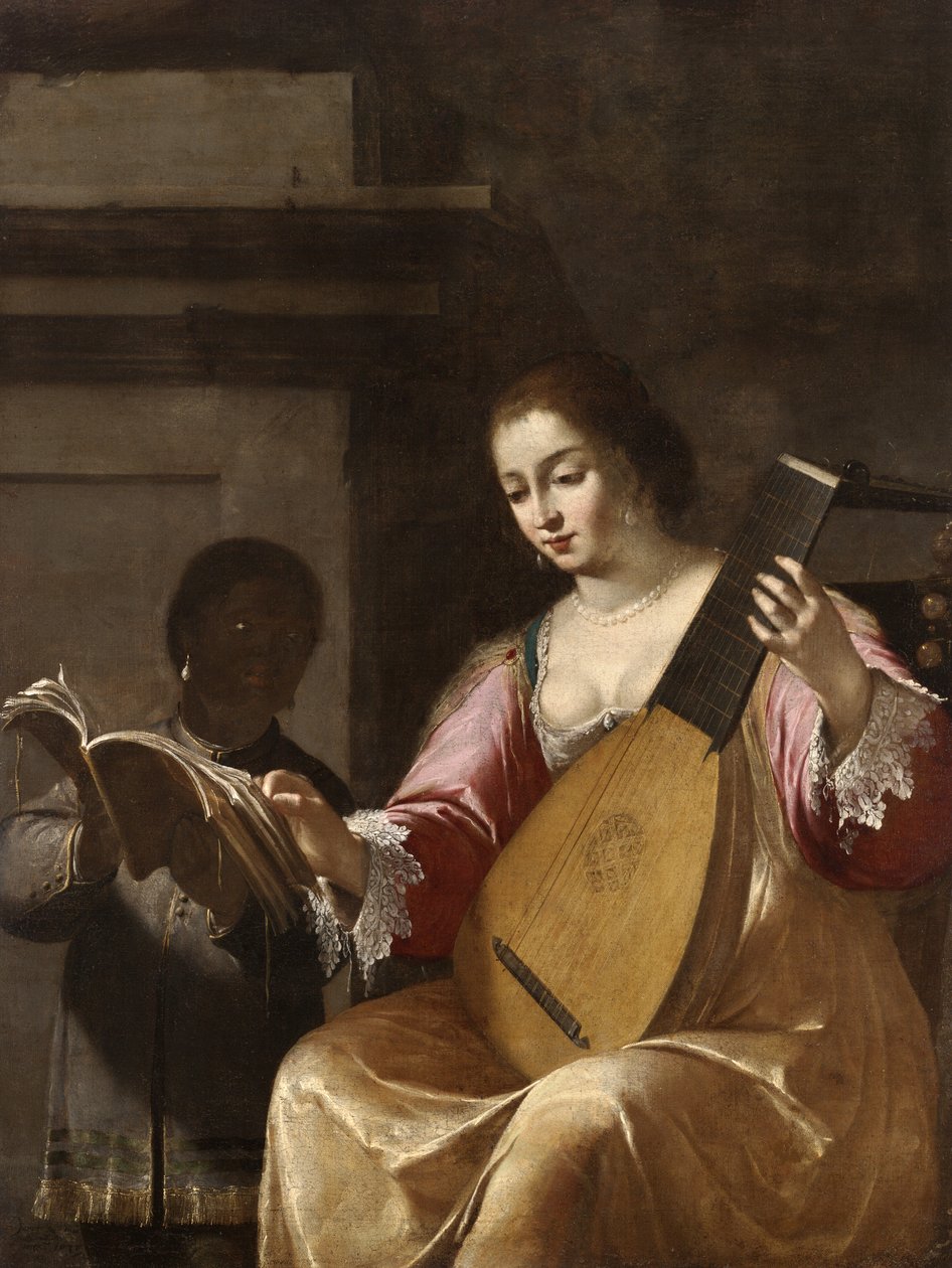 Kvinne som spiller lut, 1638 av Jean Daret