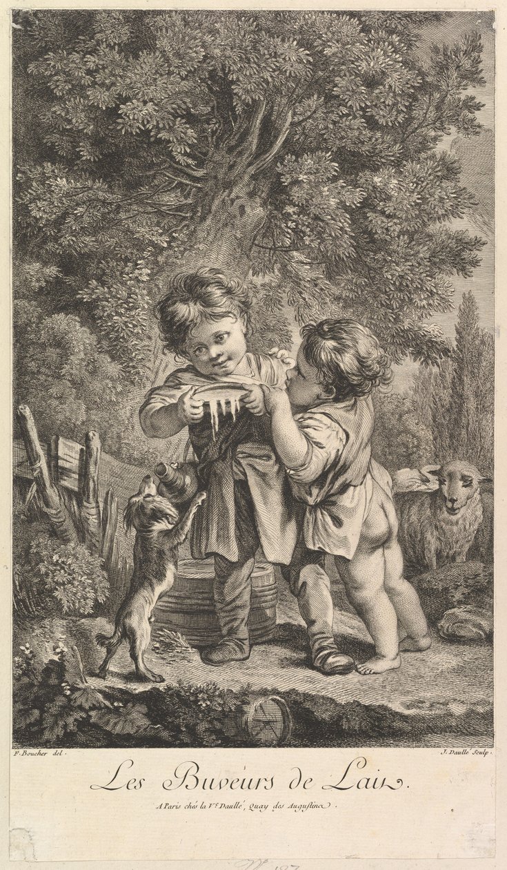 Drikkemelk, 1700-tallet. av Jean Daullé