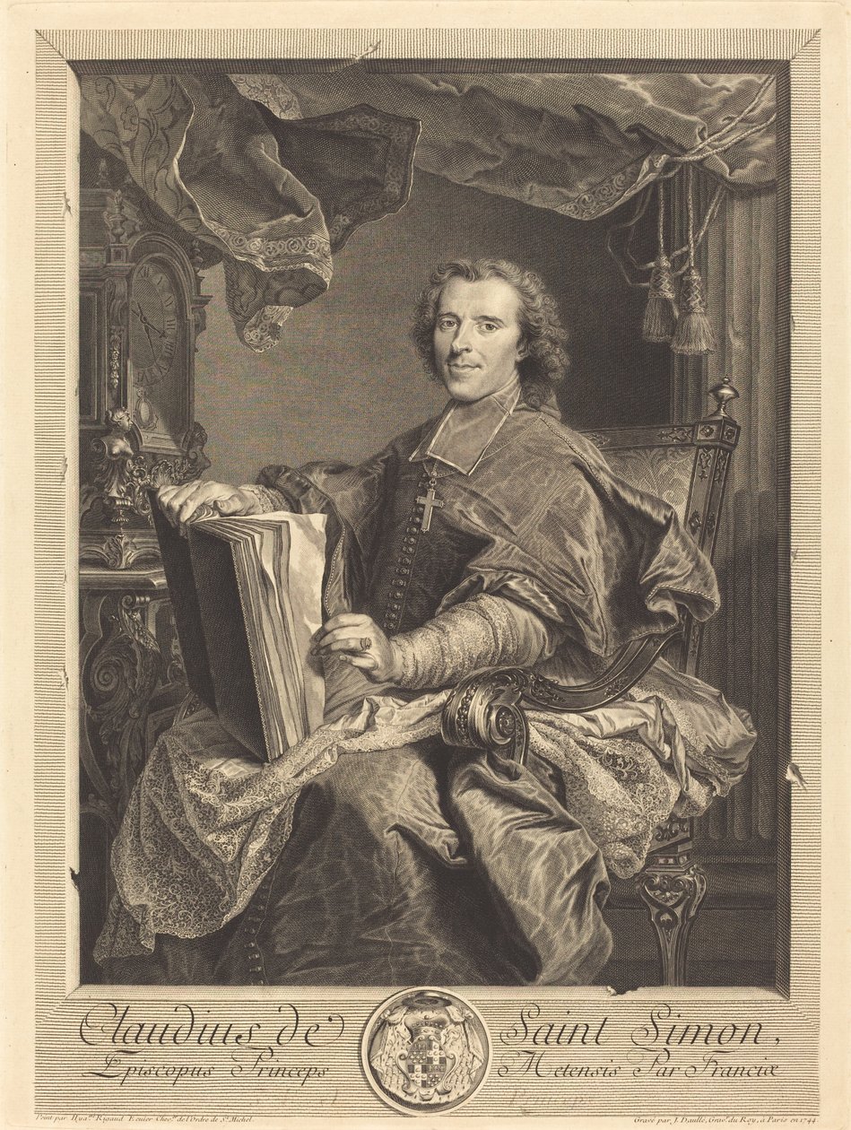 Claudius de Saint-Simon, prins-biskop av Metz av Jean Daullé after Hyacinthe Rigaud
