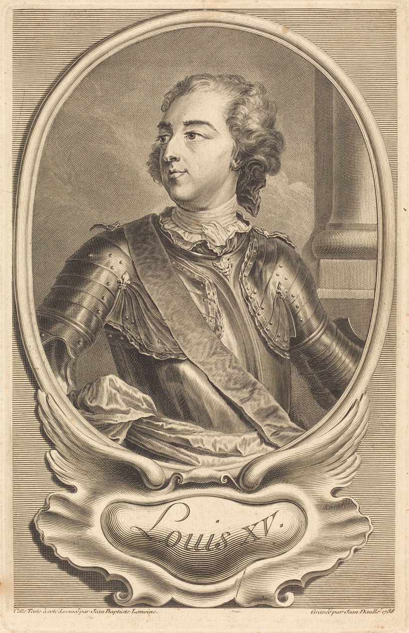 Ludvig XV av Jean Daullé after Jean Baptiste Lemoyne II