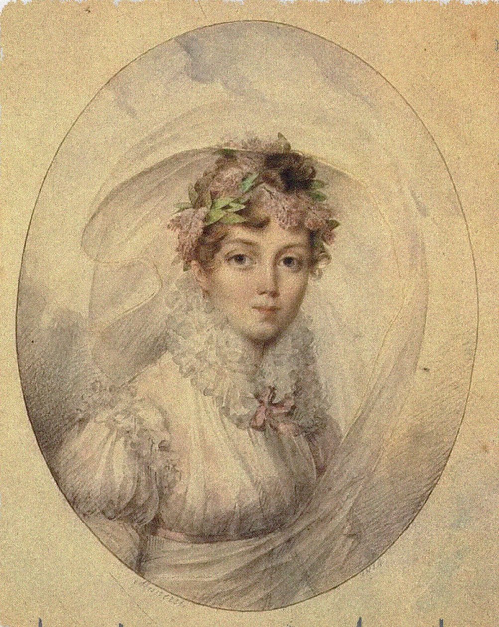 Portrett av prinsesse Zinaida Alexandrovna Volkonskaya 1792-1862 av Jean Désiré Muneret
