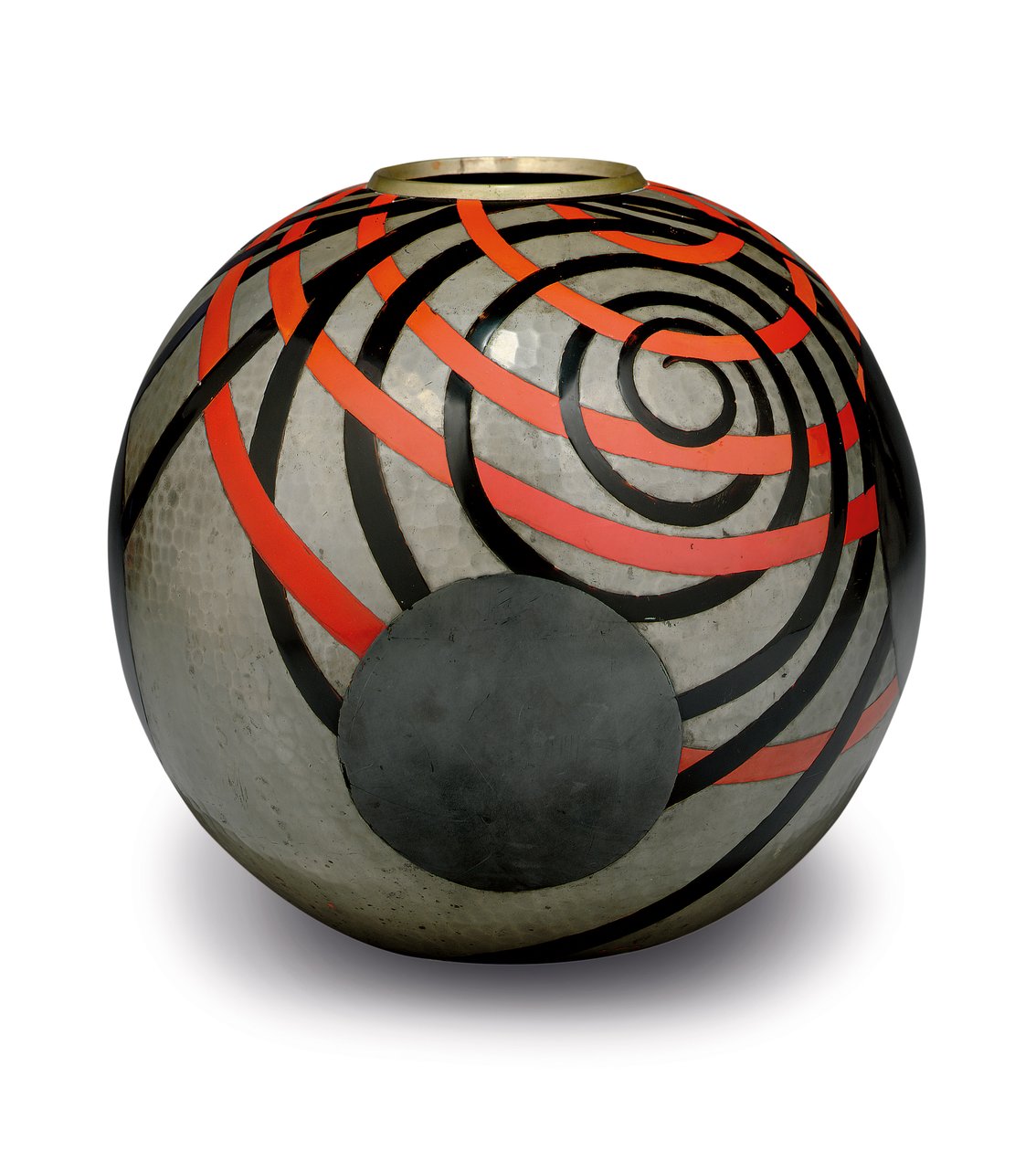 En lakkert Martele tinnvase, ca. 1929 (lakkert tinn) av Jean Dunand