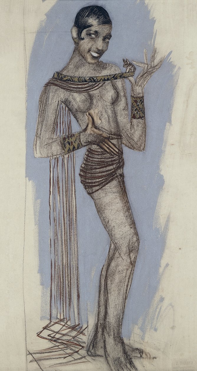 Josephine Baker - En maquette for et viktig lakkpanel, ca. 1927 (blyant på papir) av Jean Dunand