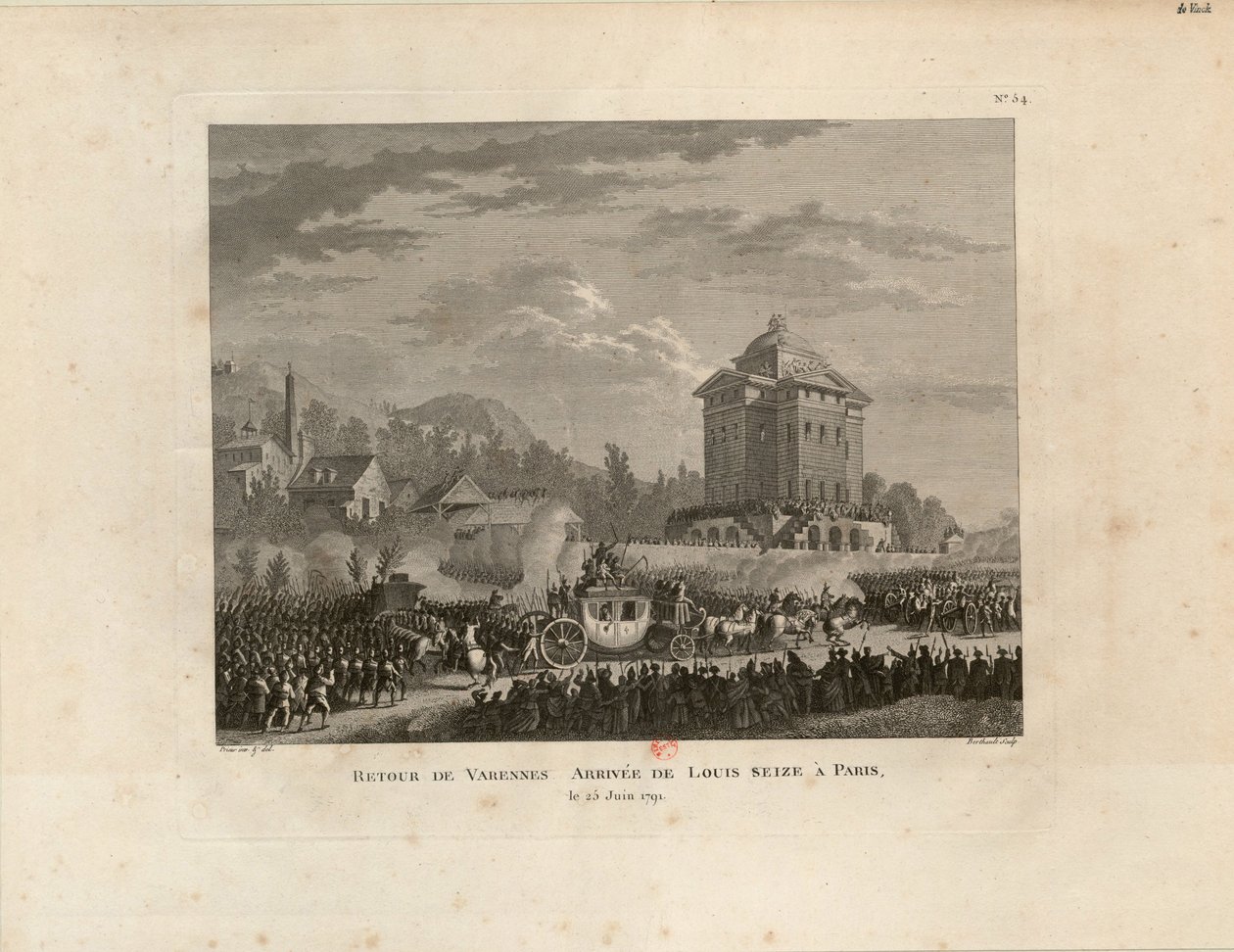 Retur fra Varennes, Louis Capets ankomst i Paris, 1802. av Jean Duplessis Bertaux