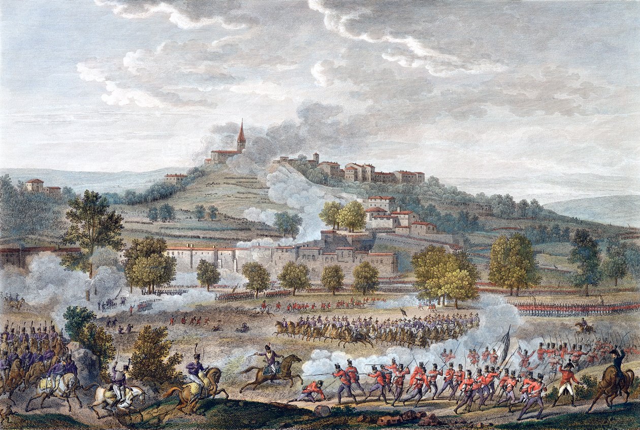 Slaget ved Montebello og Casteggio, Italia, 20 Prairial, år 8 9. juni 1800 av Jean Duplessis Bertaux