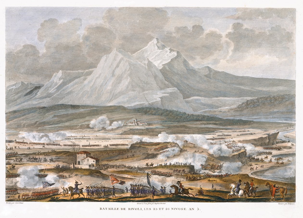 'Slaget ved Rivoli, 25 og 26 Nivose, år 5' januar 1797 av Jean Duplessis Bertaux