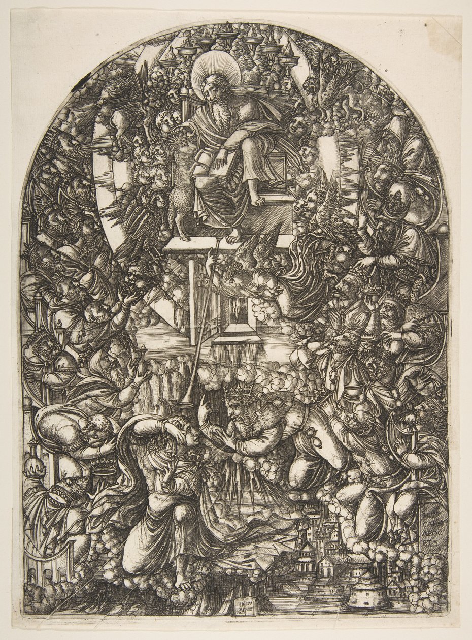 Saint John kalt til himmelen, fra Apocalypse.n.d. av Jean Duvet