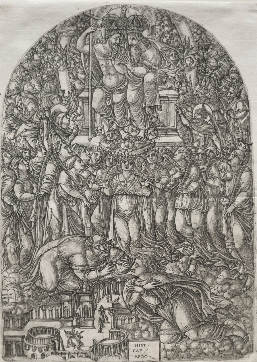 The Apocalypse: An Innumerable Multititude som står foran tronen, 1555. av Jean Duvet