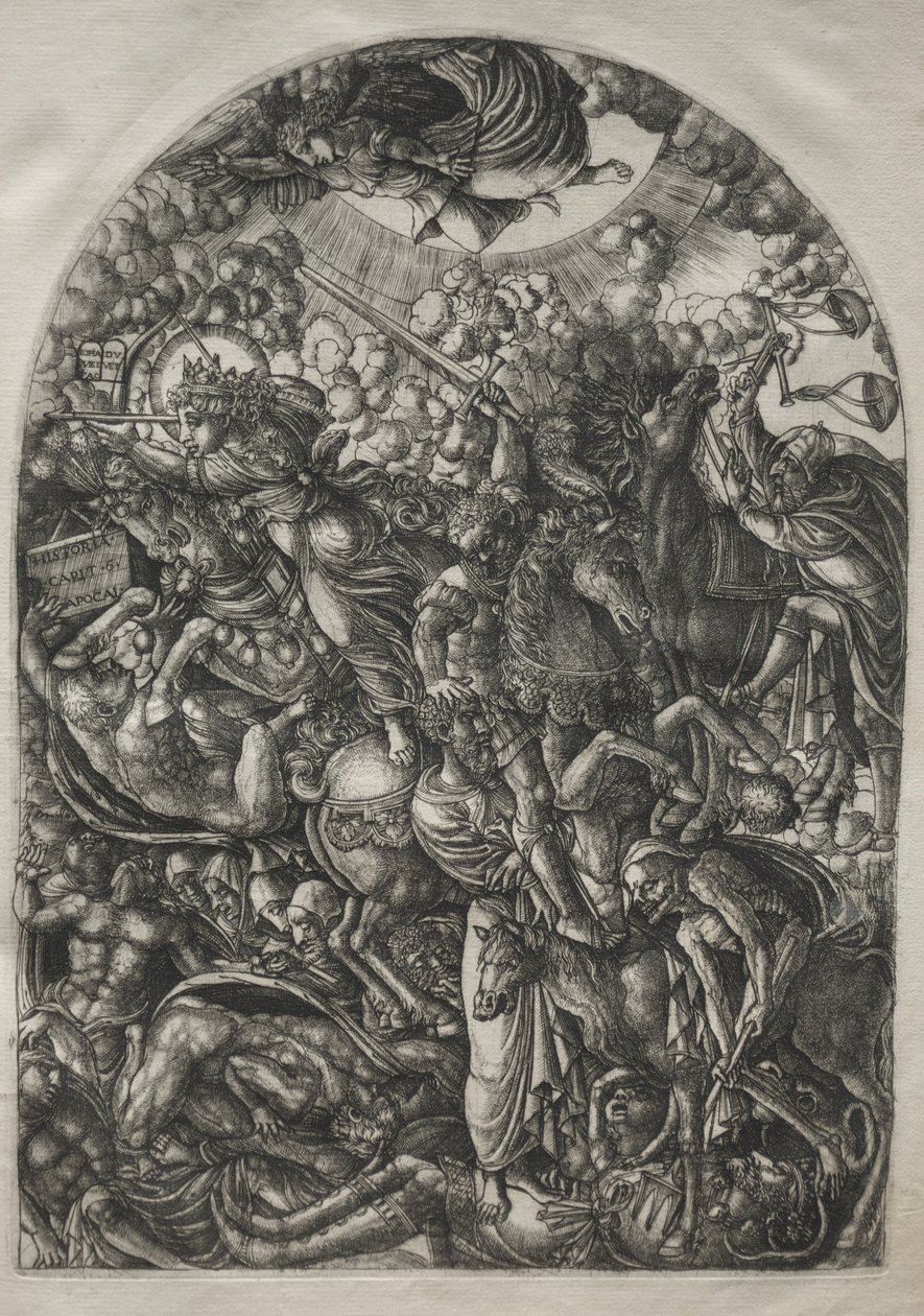Apokalypsen: St. Johannes ser de fire rytterne, 1546-1556. av Jean Duvet