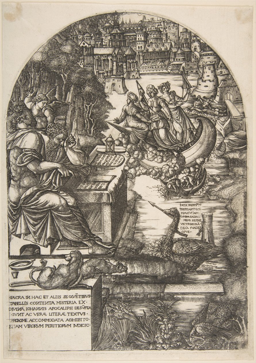 Kunstneren Jean Duvet i skikkelse av St. Johannes evangelisten, sittende ved et skrivebord, ca. 1546-55. av Jean Duvet