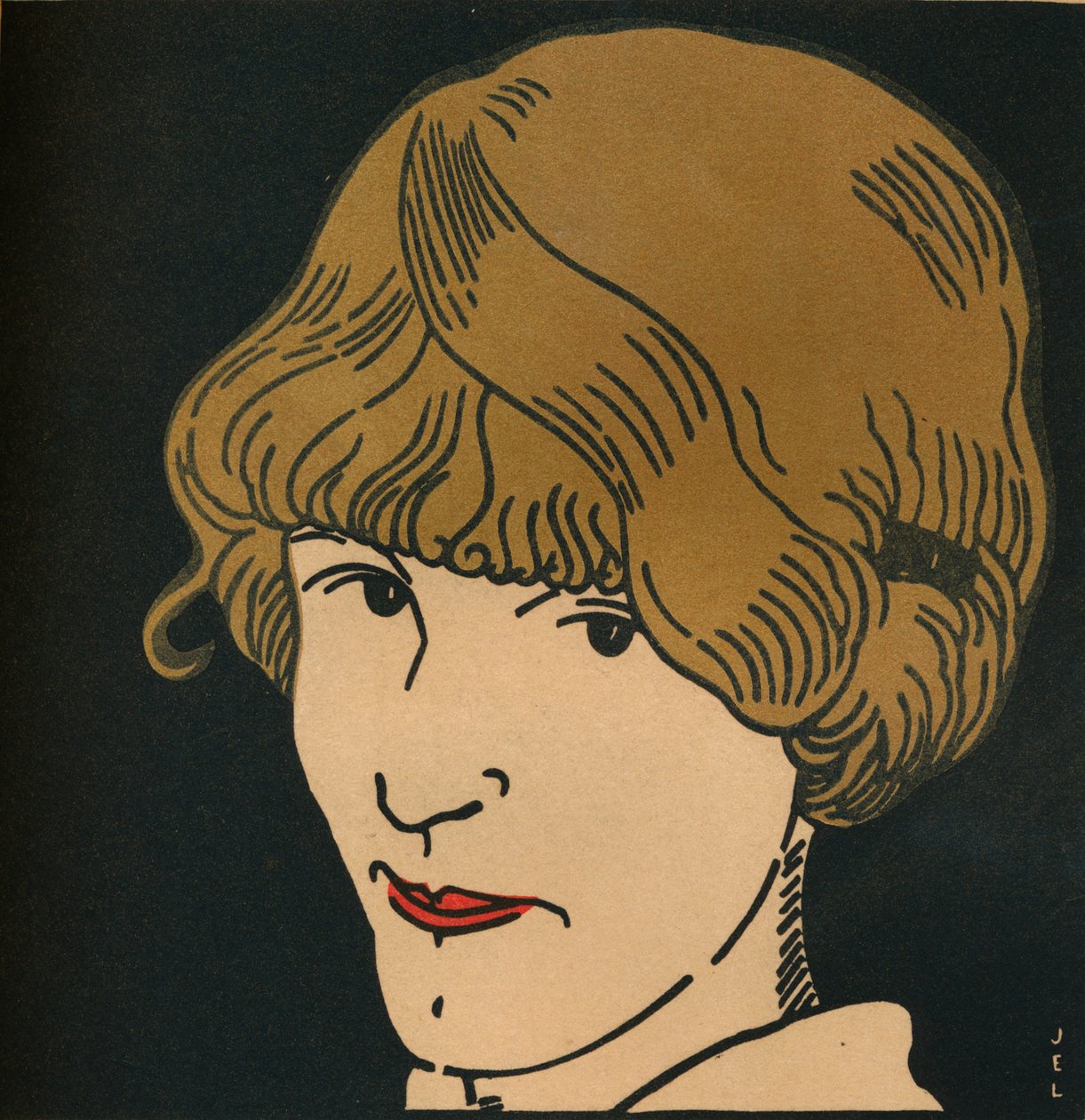 Gylden hårmaske, 1912 av Jean Emile Laboureur