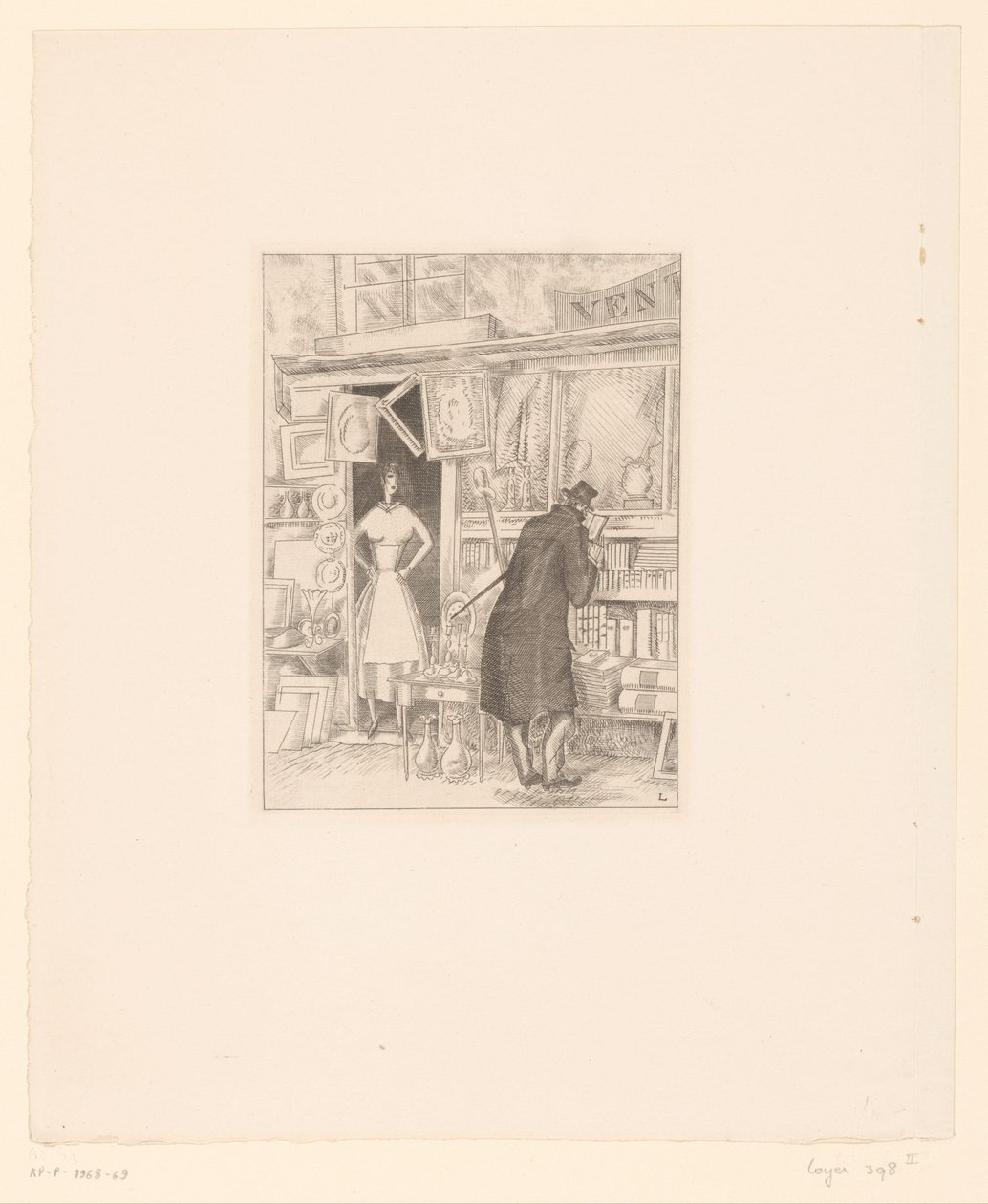 Snuser kunde i en antikvitetsbutikk Marchande des antiquités av Jean Emile Laboureur