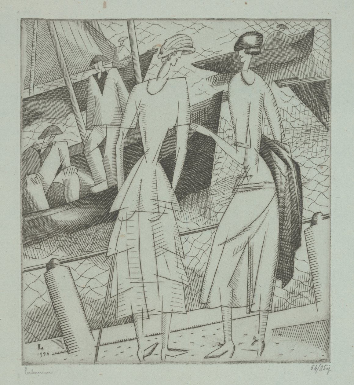 Unge kvinner ved havnen av Jean Emile Laboureur