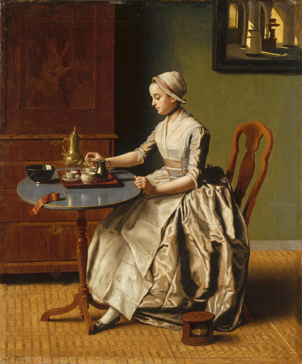 En dame som skjenker sjokolade La Chocolatière, ca. 1745 av Jean Étienne Liotard