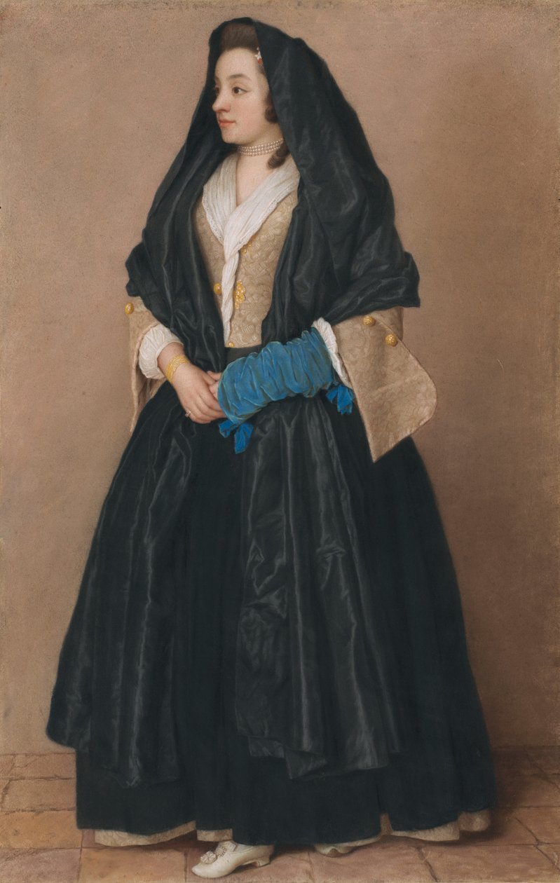 En elegant ung kvinne i maltesisk kostyme av Jean Étienne Liotard
