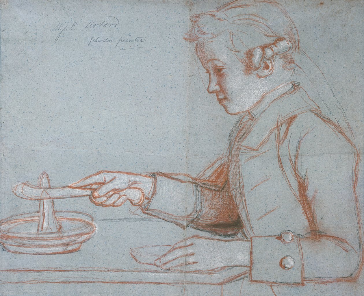 Jean Etienne Liotard, kunstnerens sønn til frokost, ca. 1770 (rødt, svart og hvitt kritt på blått papir) av Jean Étienne Liotard