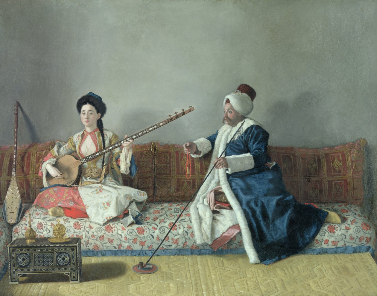 Monsieur Levett og Mademoiselle Helene Glavany i tyrkiske kostymer av Jean Étienne Liotard