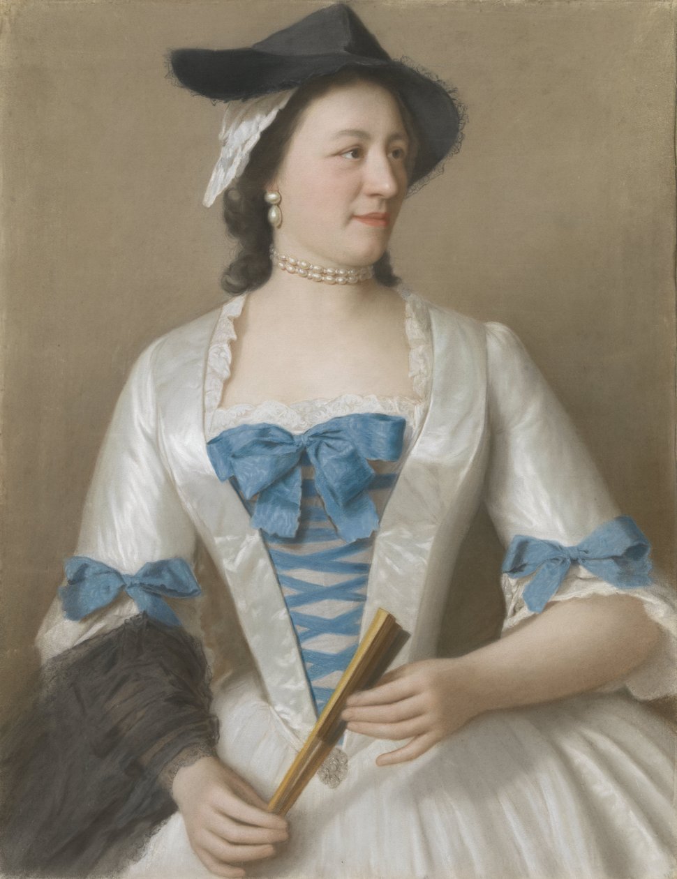 Portrett av Jeanne-Elisabeth Sellon, Lady Tyrell Jeanne-Elisabeth Sellon (1705-1749), Lady Tyrell, echtgenote van Sir Charles Tyrell, 7de Baronet van Thornton (Buckinghamshire) av Jean Étienne Liotard