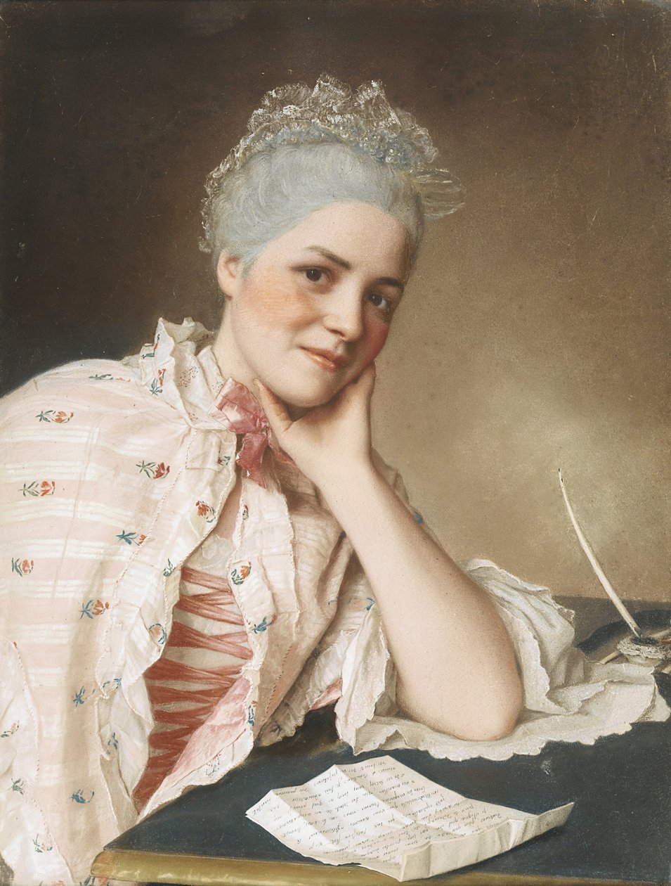 Portrett av sangeren Mademoiselle Louise Jacquet, ca. 1750 av Jean Étienne Liotard