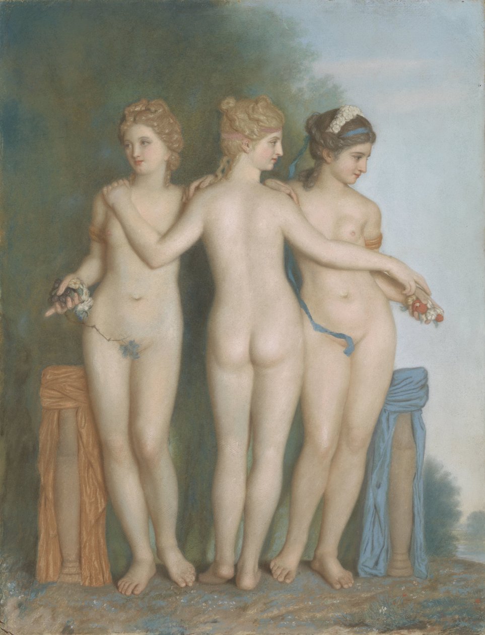 The Three Graces, etter Antique Marble Group i Galleria Borghese, Roma av Jean Étienne Liotard