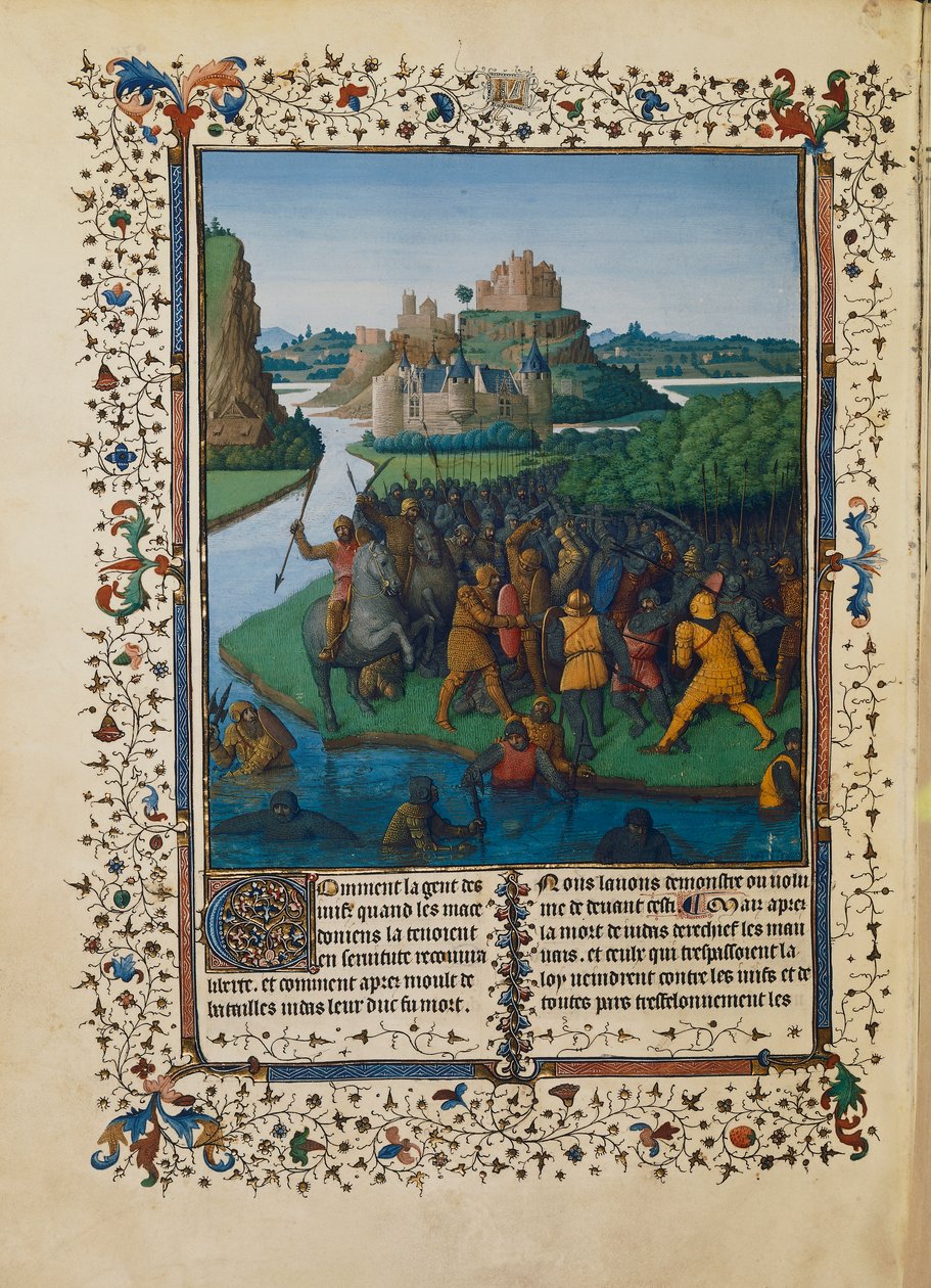 Slaget om Makkabeerne mot Bacchides, miniatyr Ms fr 247 folio 270 av Jean Fouquet