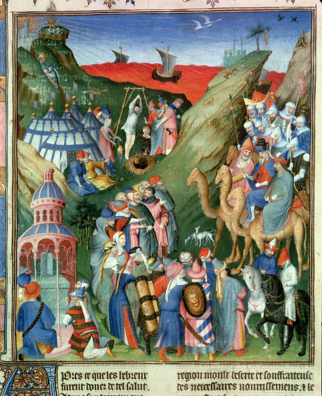 Fr 247 f.49 Tome 1 Hebreerne i ørkenen, illustrasjon fra 'Antiquites Judaiques', ca. 1470 av Jean Fouquet