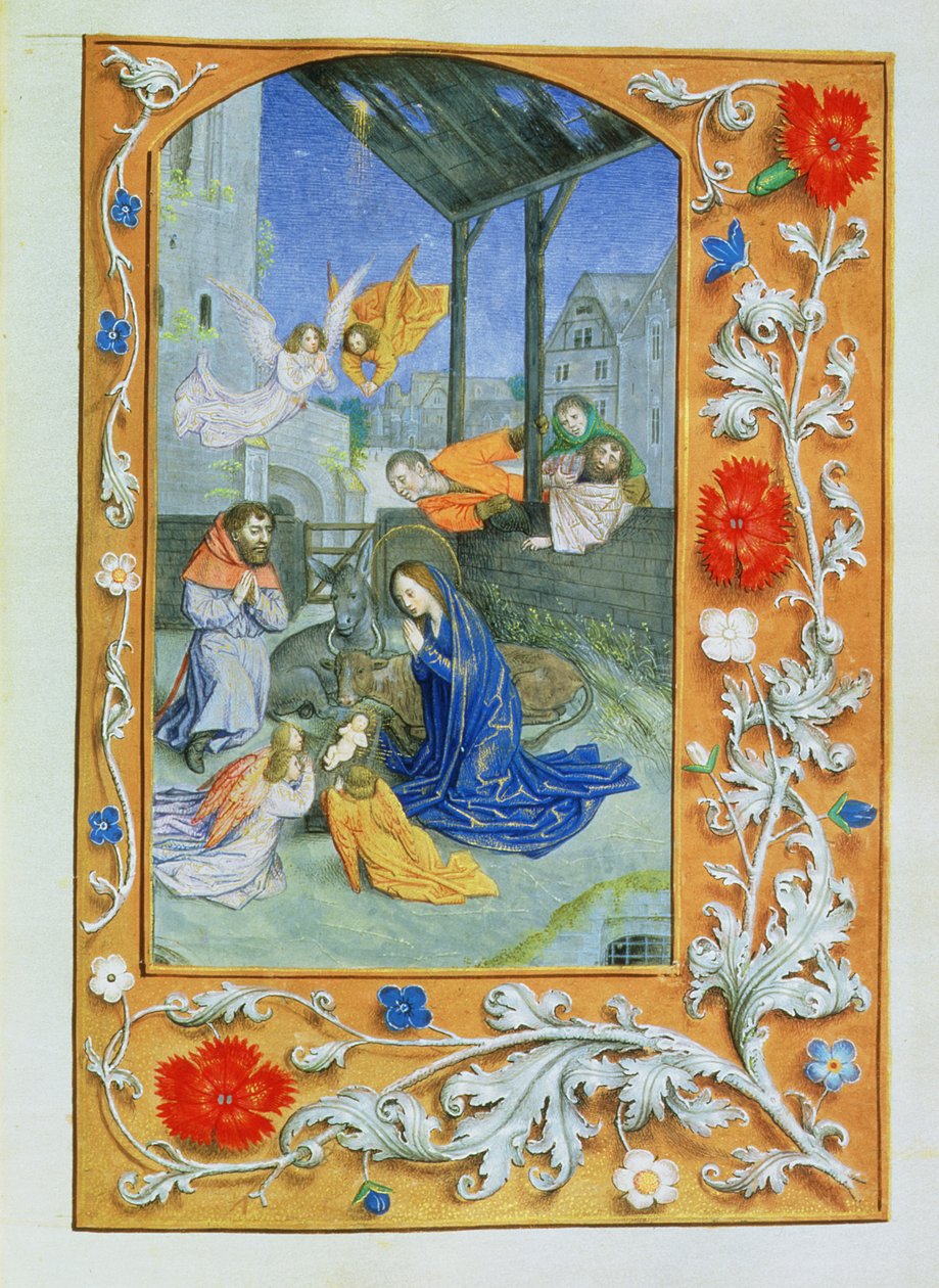 Ms 71 The Nativity, fra Hours of Etienne Chevalier, ca. 1445 (vellum) av Jean Fouquet