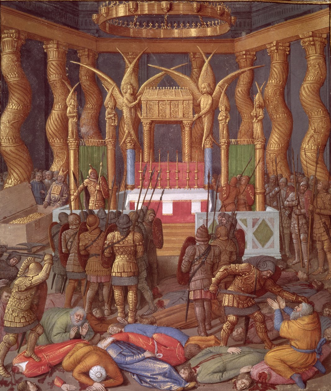 Fr 247 f.293 Vanhelligelse av Jerusalems tempel i 63 f.Kr. av Pompeius og hans soldater, illustrasjon fra 